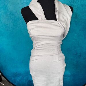 Y2K mini dress with an asymmetrical scarf neckline